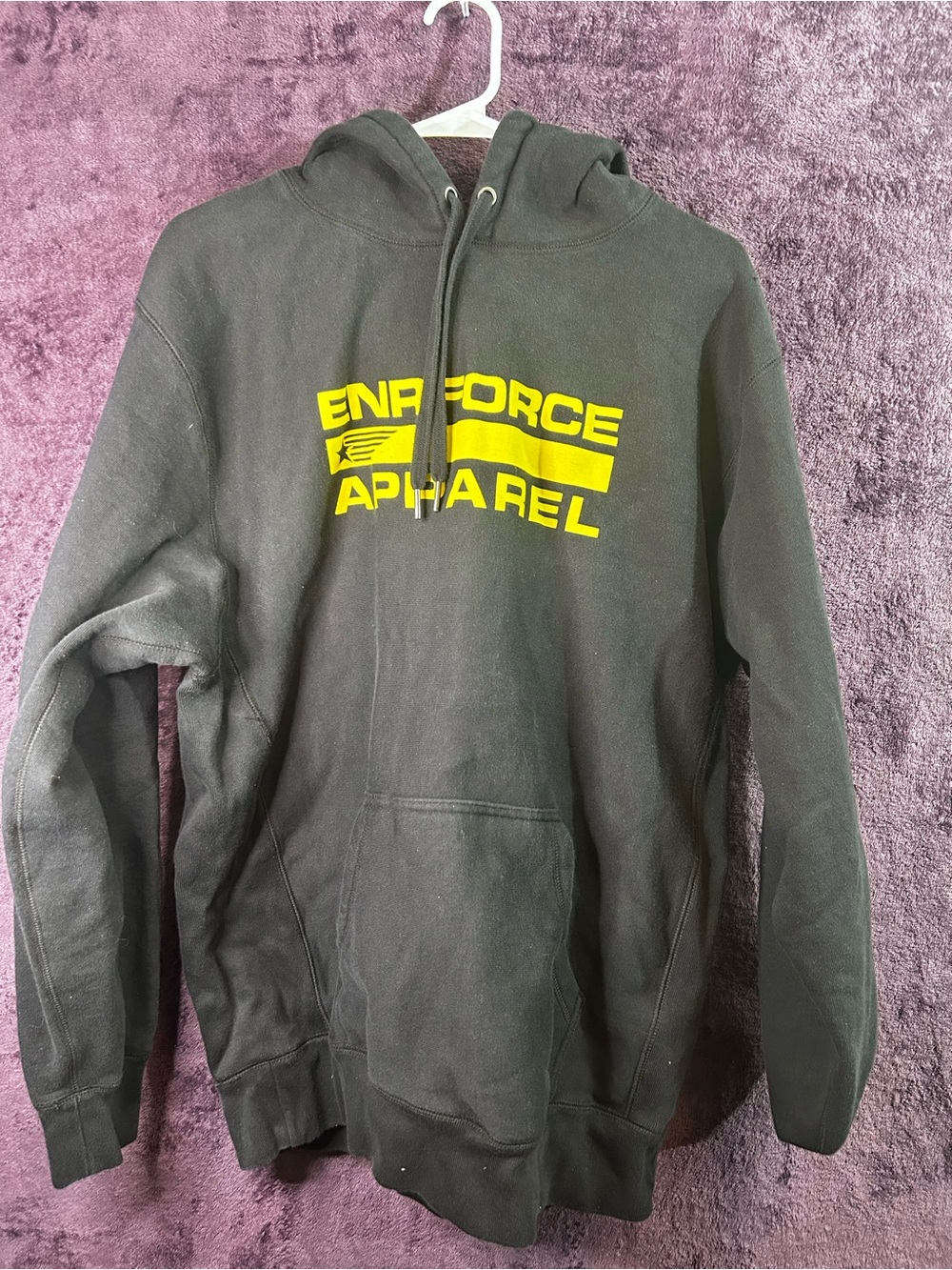 Enforce Apparel Men's Black Hoodie with Yellow Logo Print